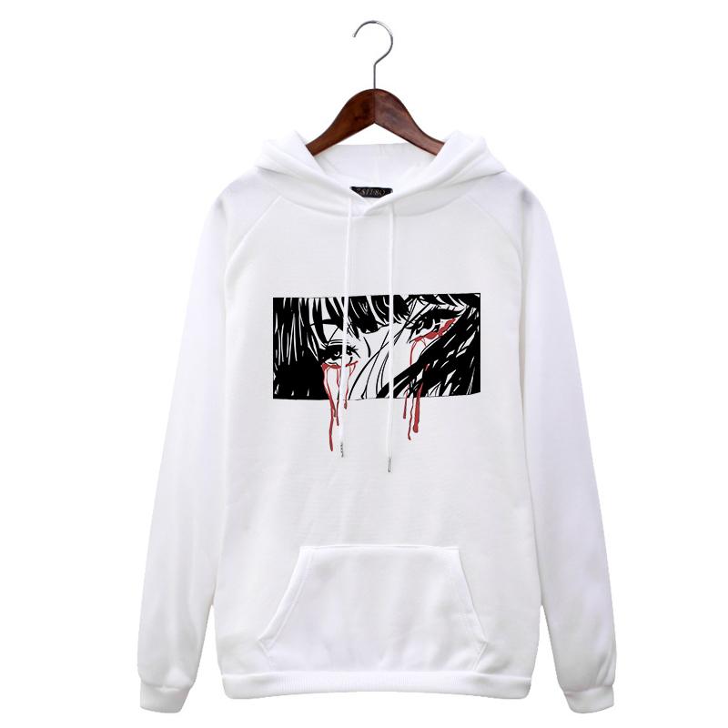 Женская толстовка с капюшоном «Вы боитесь темноты» в стиле Харадзюку, повседневная свободная темная толстовка с японским забавным аниме-принтом