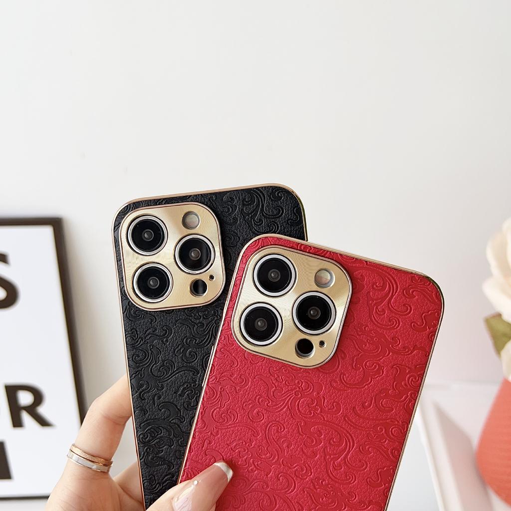 Подходит для iPhone 15 Год Дракона Благоприятный Кожаный Чехол для Мобильного Телефона Гальваническое Покрытие Apple 14promax Всесторонний Противоударный 13