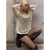 Summer Women's Hollow Out Knit Sweater Cowl Hottie Drawstring See Through Cover-up