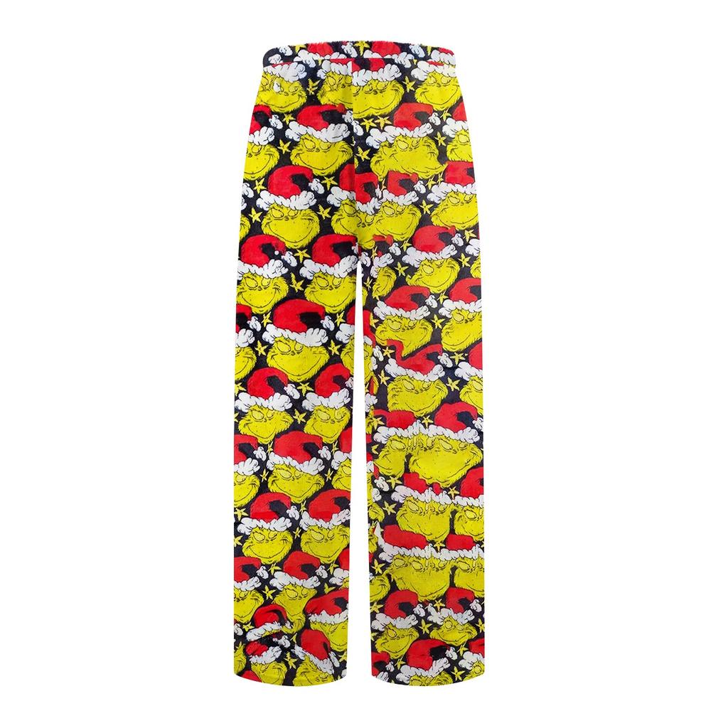 Детские зимние брюки, длинные брюки, фланелевые брюки с рождественским принтом