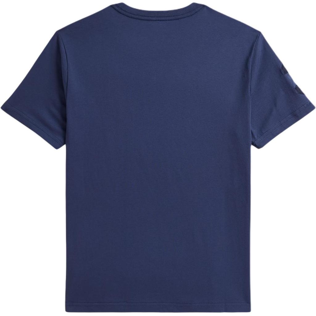 Футболка Polo Ralph Lauren Big Pony с нашивкой из трех букв Однотонная Хлопковый трикотаж Круглый вырез Короткий рукав Детские топы Темно-синий 323832907-504