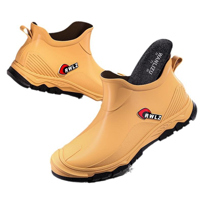 Короткие резиновые сапоги модные мужские водонепроницаемые резиновые туфли для кухни износостойкие мягкие подошвы легкие резиновые сапоги мужские водонепроницаемые сапоги