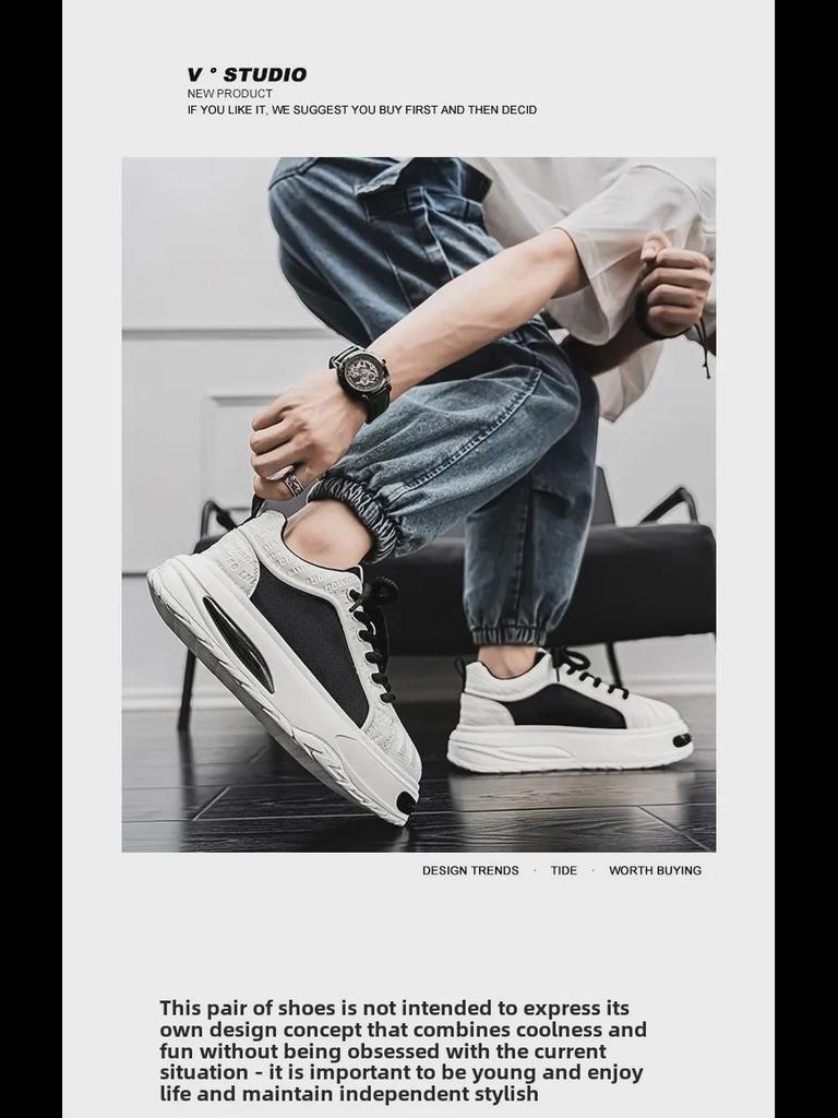 Мужские черные кожаные кроссовки Shell Toe - толстая подошва, модная осенняя спортивная обувь