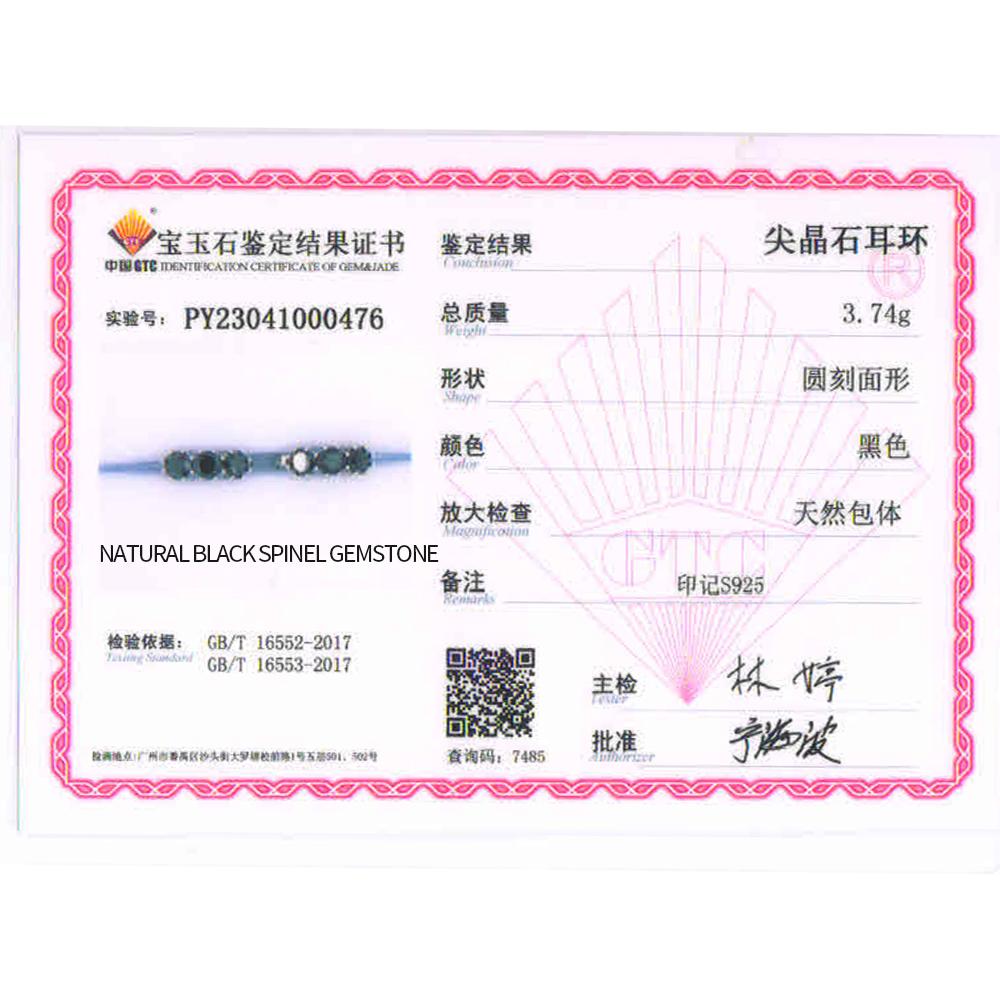 Bolaijewelry Серьги-кольца из стерлингового серебра 925 пробы, классический дизайн, натуральная черная шпинель, комплект ювелирных изделий для женщин, повседневная одежда, прекрасные подарки