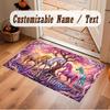 Horse Theme Soft Crystal Velvet Rug Custom Name & Text Print Non Slip Floor Rug for Bedroom Living Room