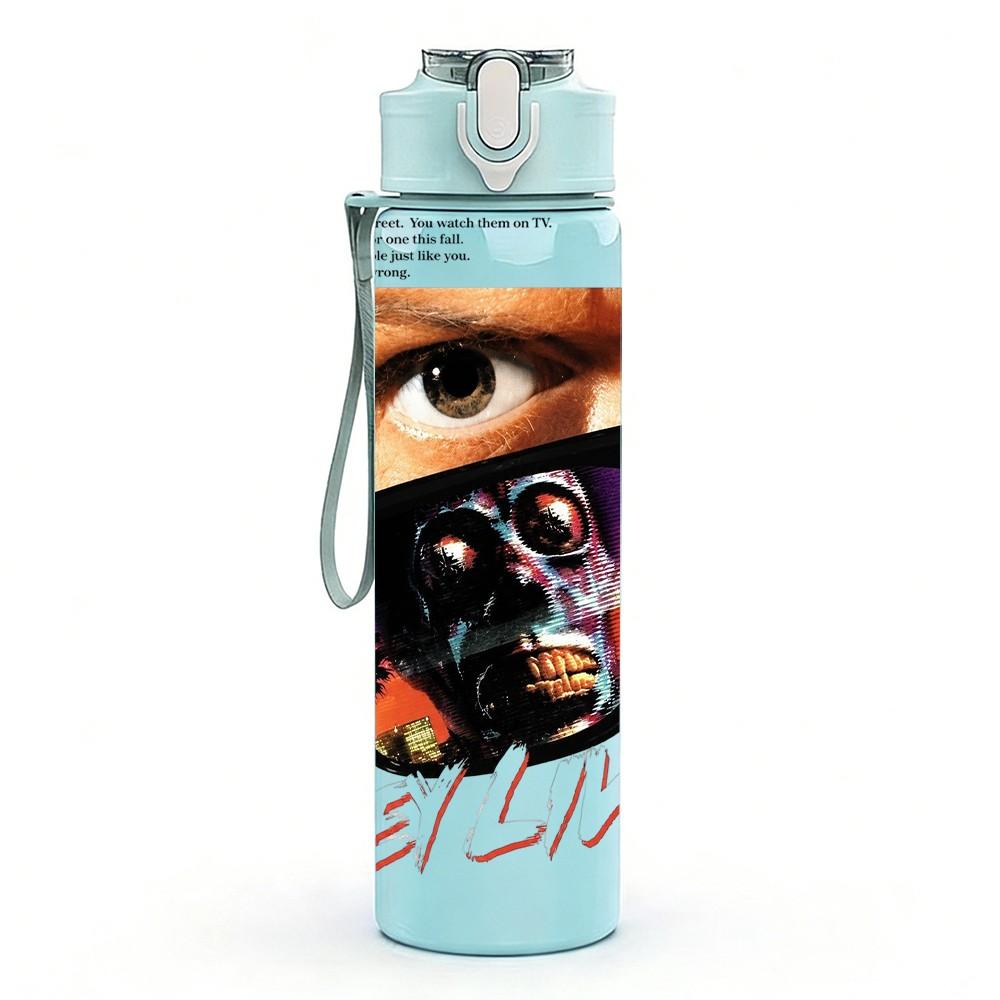 1PC Black Female Portrait A 750ml sports water bottle leakproof straw lid outdoor office home