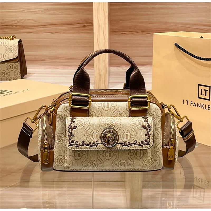 Женская сумка 2025 года, новая брендовая сумка из натуральной кожи, дизайнерская сумка высокого качества в стиле ретро с одним плечом, косая крестообразная сумка-подушка