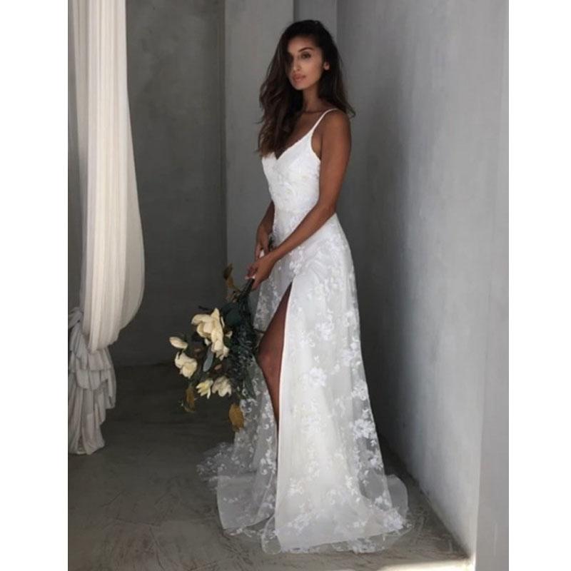 Элегантное кружевное платье на подтяжках, сексуальное платье для выпускного вечера с v-образным вырезом, свадебное платье для невесты