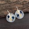 London Blue Topaz Gemstone Jewelry, 925 Solid Sterling Silver Earrings , Handmade Bohemian Earrings For Gift