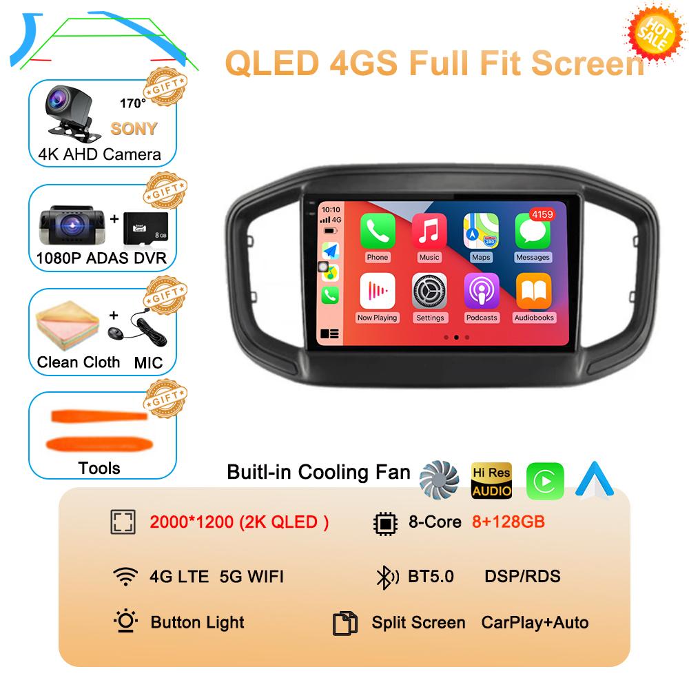 Android 14 Auto Carplay для Fiat Strada 2020 2021 2022 Автомобильный радиоприемник Мультимедиа Видеоплеер GPS-навигация Стерео 360 Камера WIFI