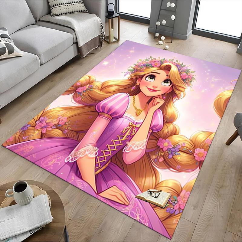 Princess Floral Crown Carpet For Playroom Bedroom Living Room Sofa Home Decorkids Game Area Rug Nonslip Floor Mat