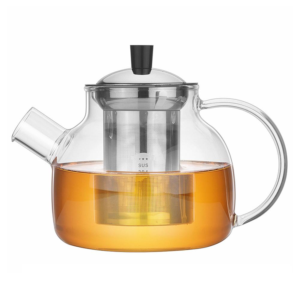 Термостойкий стеклянный чайник с заварником из нержавеющей стали, прозрачный утолщенный чайник, чайная утварь, чайник для приготовления кофе 800/1500 мл