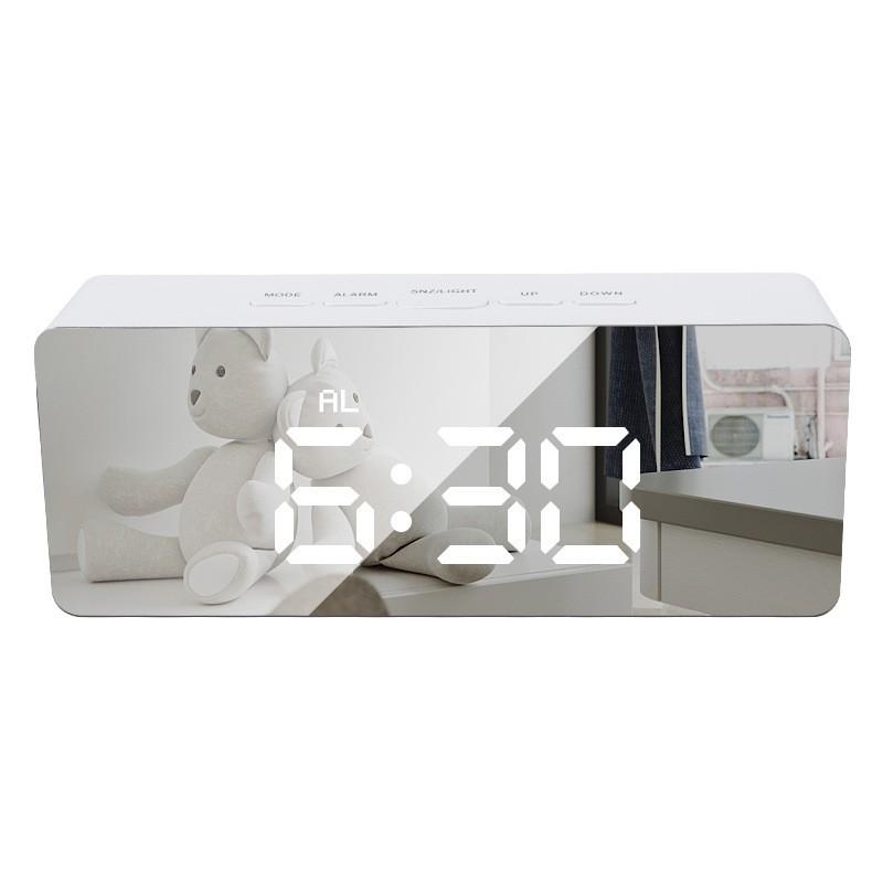 Простые светодиодные цифровые электронные зеркальные часы-будильник в стиле инс, настольный маленький будильник, студенческие, детские электронные часы