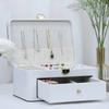 Leather Jewelry Organizer Box Multi-cell with Lock Sunglasses Watch Necklace Bracelet Ring Earring Storage Display Boxes