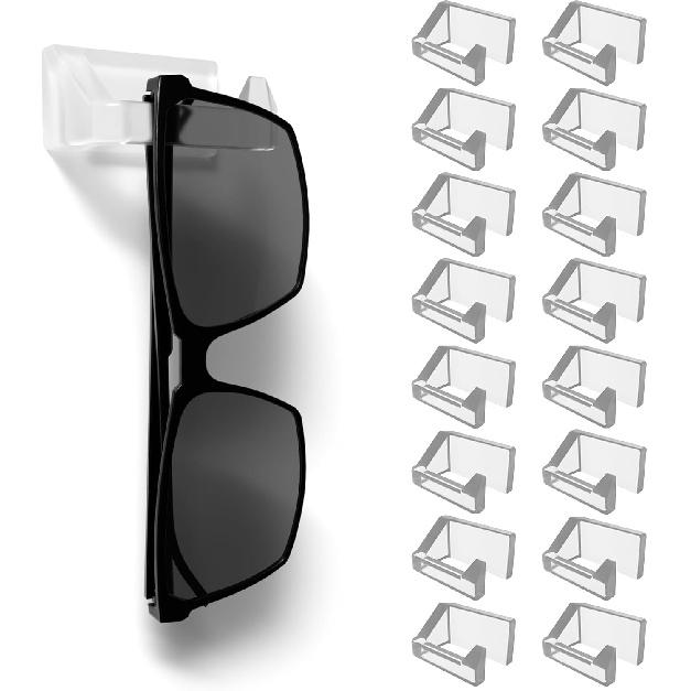 MELEN Adhesive Sunglass Organizer Wall (8-Pack) - Strong and Compact Glasses Holder, Sunglass Holder for Car and Wall - Black