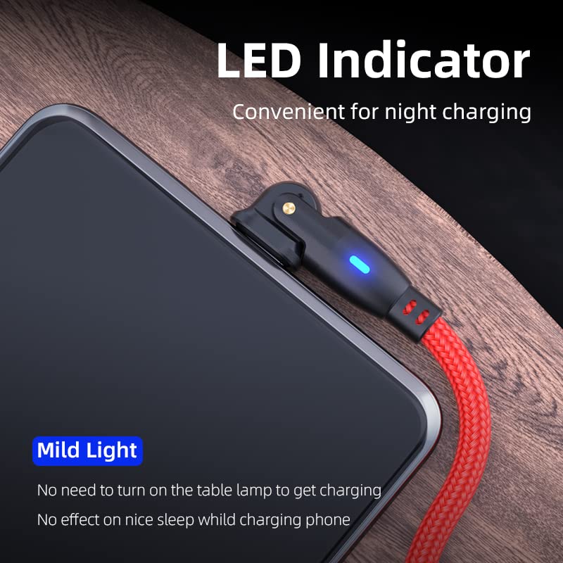 Micro USB Cable L-shaped 180 Degree Rotation Fast Charging [Set of 3 1M+1M+1M] High Speed Data Transfer Micro Made of Reinforced TPE Micro Charging