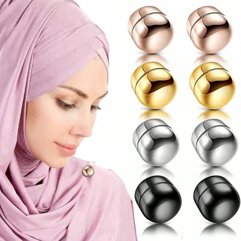 8pcs Hijab Magnetic Pins, Classic Round Shiny Matte Stable Scarf Clips, Colorful Multi-Use Pins For Women Clothing Scarves, Small Scarf Clips