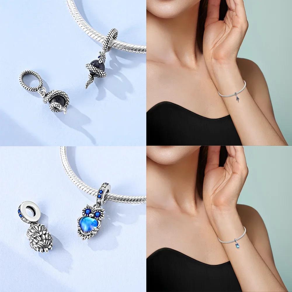 Exquisite Copper Autumn Squirrel Owl Series Diy Charm Beads Fit Original Bangle Charms Bracelet Women Jewelry