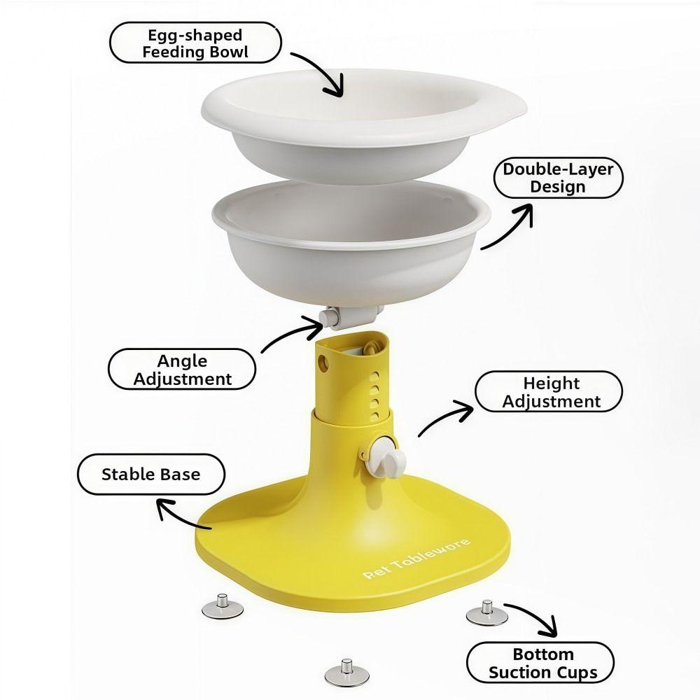 Adjustable Cat Food Plate Vacuum Suction Cat Food Bowl  Dual-purpose Anti-rollover