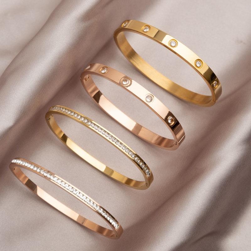 Stainless Steel Ring Stacking Bracelet Women Plated Couple Holiday Gift Fashion Bracelet Party Jewelry