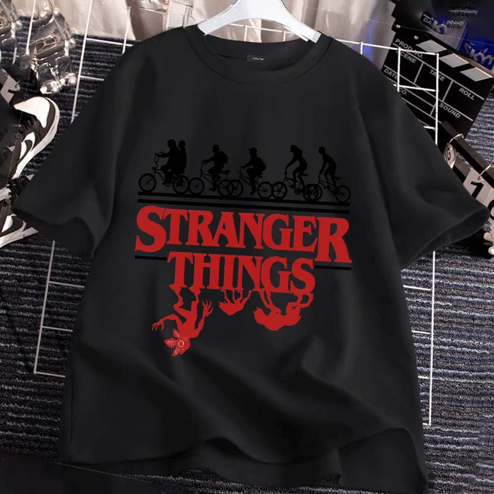 Футболка с коротким рукавом Stranger Things Модная Удобная Мягкая Дышащая Летняя Свободная Спортивная Повседневная Хлопковая Футболка