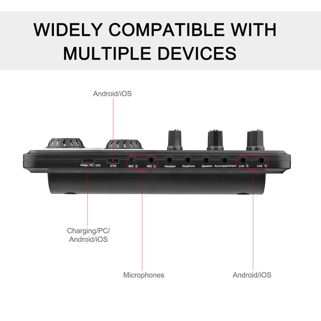 Многофункциональный цифровой аудиомикшер SK600, внешняя звуковая карта с беспроводным подключением BT для