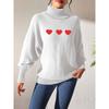 Women's Autumn and Winter Pure Color Simple Love Painted Turtleneck Sweater