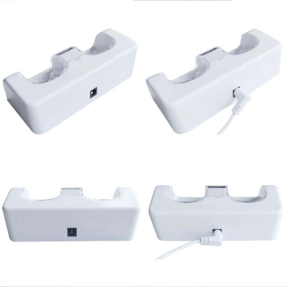 Ostent Charging Dock Station with 2 Battery Packs for Nintendo Wii Remote Controller White