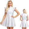Women's Halloween Party Dress - Shiny Metallic A-line with Mock Neck & Cap Sleeves Fashion Bar Club Wear