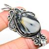 Ocean Fume Agate, White Topaz 925 Sterling Silver Pendant 2.64" p9B46