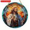 1 шт. 2D Плоский Винтаж Религиозный, Символы Девы Марии и Иисуса Круглый Деревянный - 20 см, Настенный Художественный Декор, Магазин, Дом, Комната, Фермерский Дом, Украшение крыльца