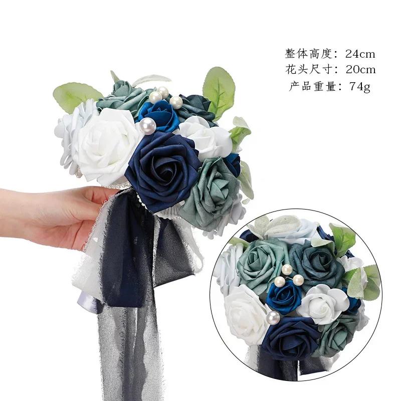 Bridesmaid Gold Hoop Bouquet for Wedding Bridal Shower Ceremony Artificial Rose Flower Hoop Wreath Front Door Wall Decoration
