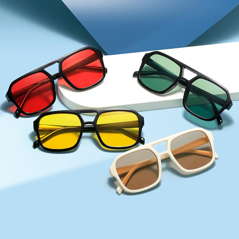 New Candy Color Double Beam Sunglasses Fashion Trend Square Sunglasses Retro UV Protection Personalized Glasses