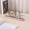 Украшение настольных часов Металлическая буква Деревянная основа Бесшумные бесшумные часы с батарейным питанием Домашний офис Гостиная ЛЮБОВЬ ДОМ Цифровые аналоговые часы Орнамент