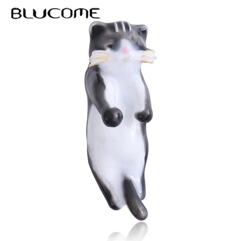Blucome Милая брошь-пустышка Stereopsis с капающим маслом котом для женщин и мужчин, свадебная брошь золотого цвета, специальный дизайн, булавки