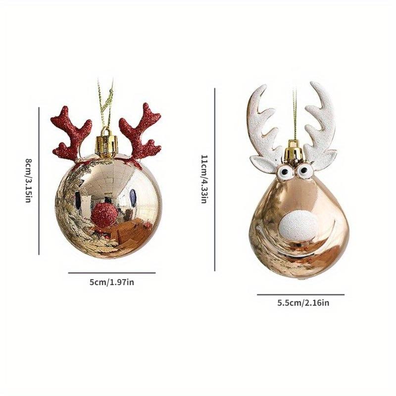 2PCS Christmas Tree Ornaments Pendant Decorations Elk Scene Layout Drop Shot Red Elks Diameter Balls Festival Gift