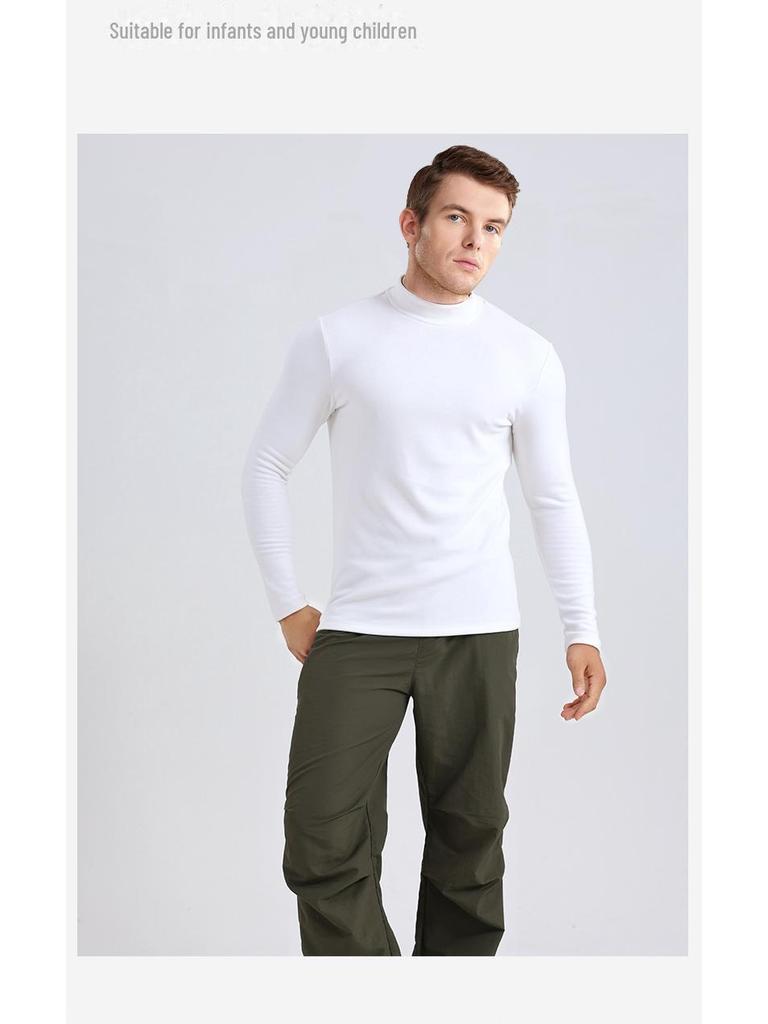 Женская терморубашка из утолщенного бархата с полувысоким воротником на осень