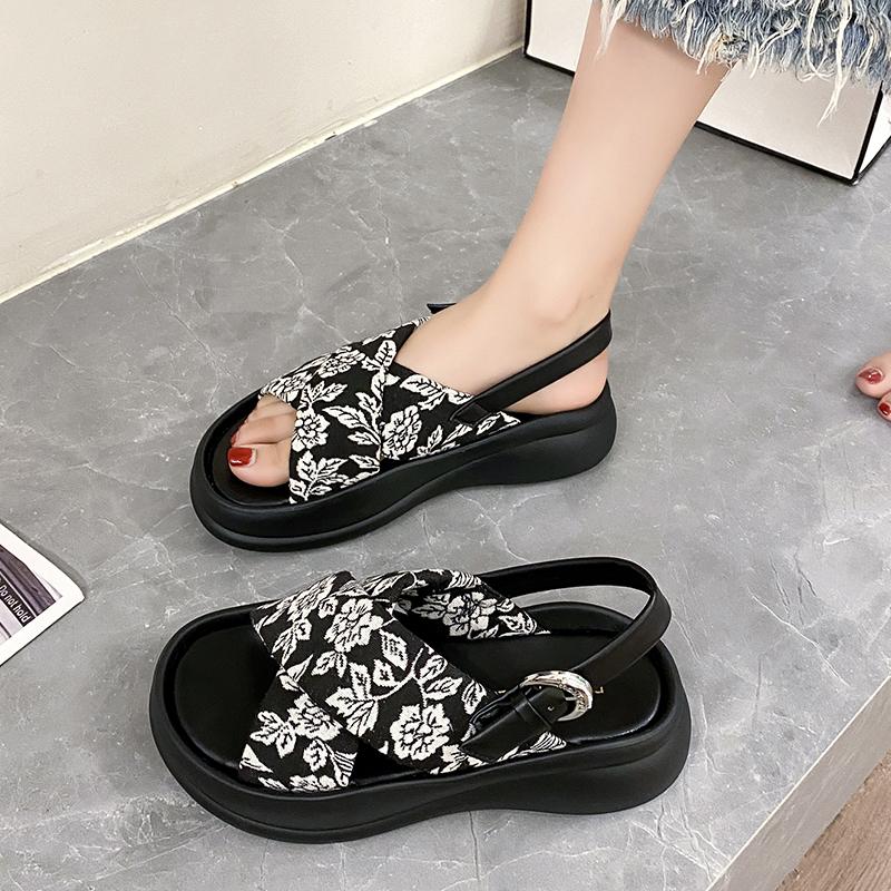 Мода 2024 модные сандалии с пряжкой на толстой подошве для женщин летние сандалии с толстой подошвой нескользящие сандалии для женщин легкие сандалии для отдыха на открытом воздухе