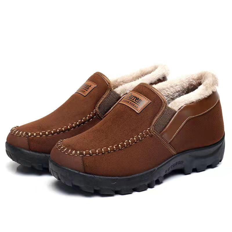 Повседневная обувь, мужская обувь, зимняя нескользящая обувь с защитой от холода, сохраняющая тепло, хлопковая обувь для улицы