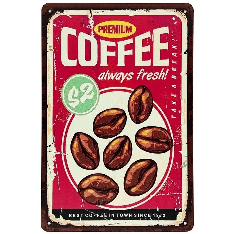Vintage Metal Tin Signs Wall Decor Plaque Retro CafeArt Posters Kitchen Bar Pub Club Coffee Shop Plate Room Decoration