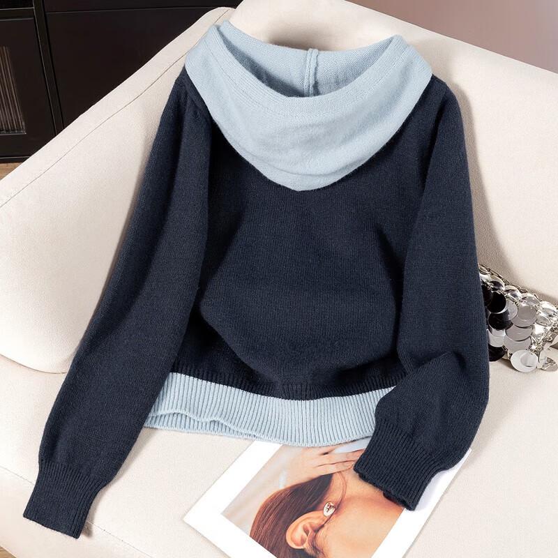 Женский свитер с капюшоном в стиле колор-блок, имитирующий двойку