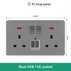 18W Type-C Plug Quick Charging Universal 5-pin Dual Power Socket,UK Standard 13A Wall Socket with DC 5V 3.1A Type-c USB Charger