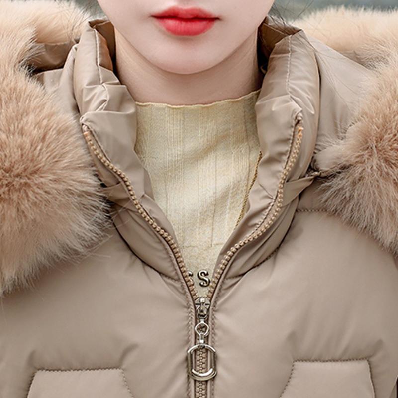 Fashion Winter Coat Female Long Parkas Hooded Faux Fur Collar Loose Thick Women's Jackets