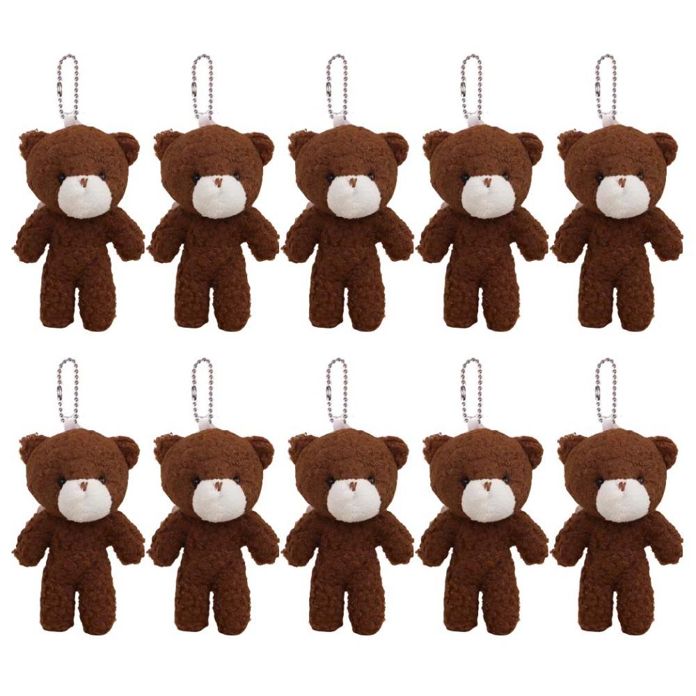 10Pcs Stuffed White Bear Plush Keychain Cartoon Animal Bear Plush Dolls Little Bear Plush Toy  Kids
