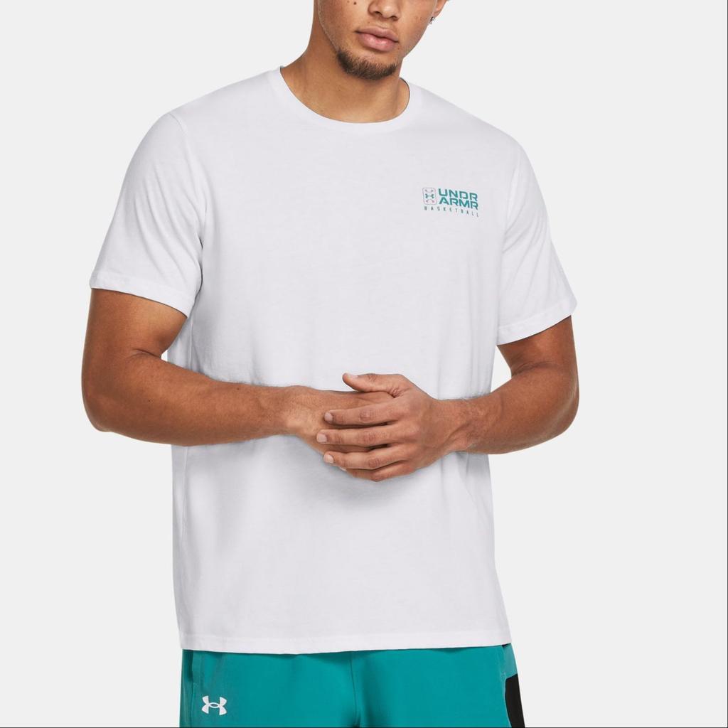 Under Armour Letter Logo Print Quick-Dry Round Neck Short Sleeve T-Shirt Men T-Shirts White 1382850-100