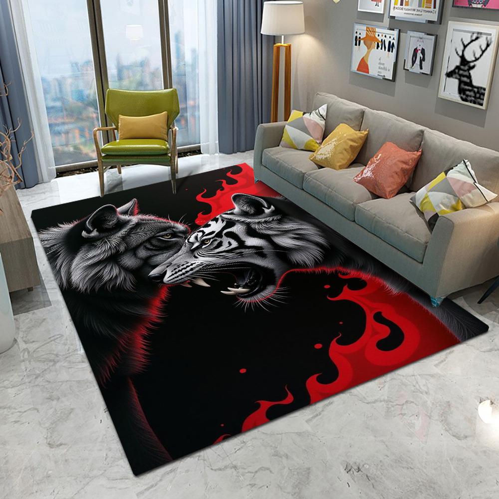 Ковер в европейском стиле с изображением свирепого тигра, ковер для гостиной, дивана, спальни, кабинета, кухни, прихожей, противоскользящий, домашний декор