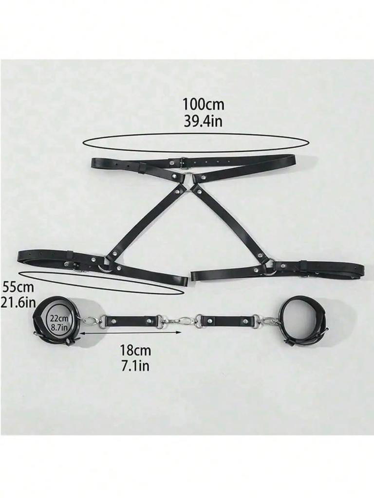 Бондаж-набор из ПУ кожи – Наручники и Боди-харнесс для парной игры и эротические аксессуары