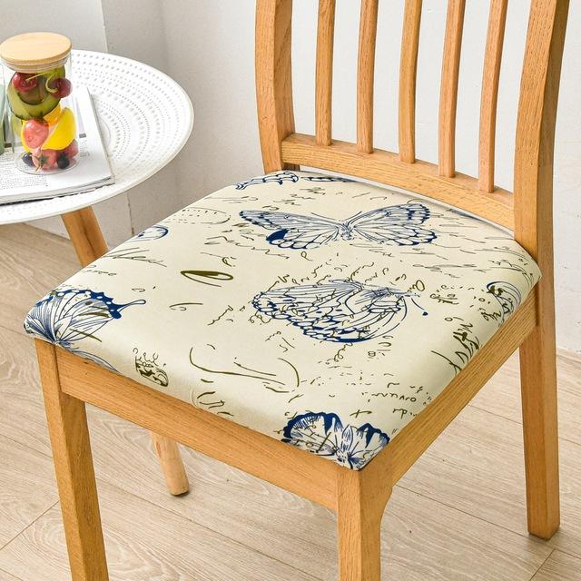 All Seasons Print Seat Cushion Cover For Dining Room Home Decor Spandex Stretch Chair Covers Removable Washable Chair Protector