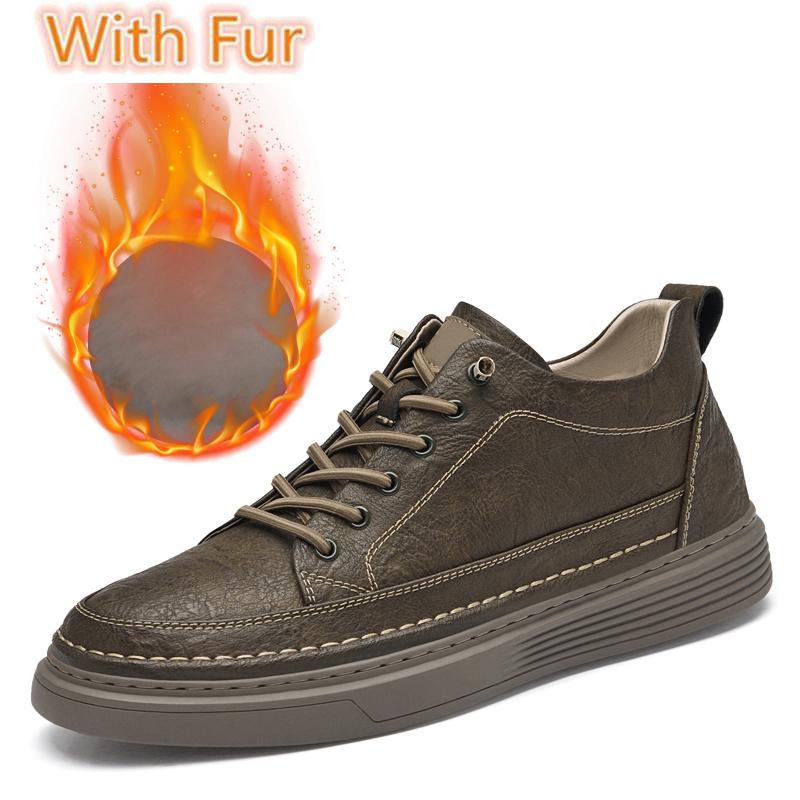 Мода 2024 года, новые теплые зимние туфли на плоской подошве из натуральной кожи, вулканизированные кроссовки, мужская трендовая повседневная кожаная обувь, кроссовки для тенниса, мужская обувь для активного отдыха