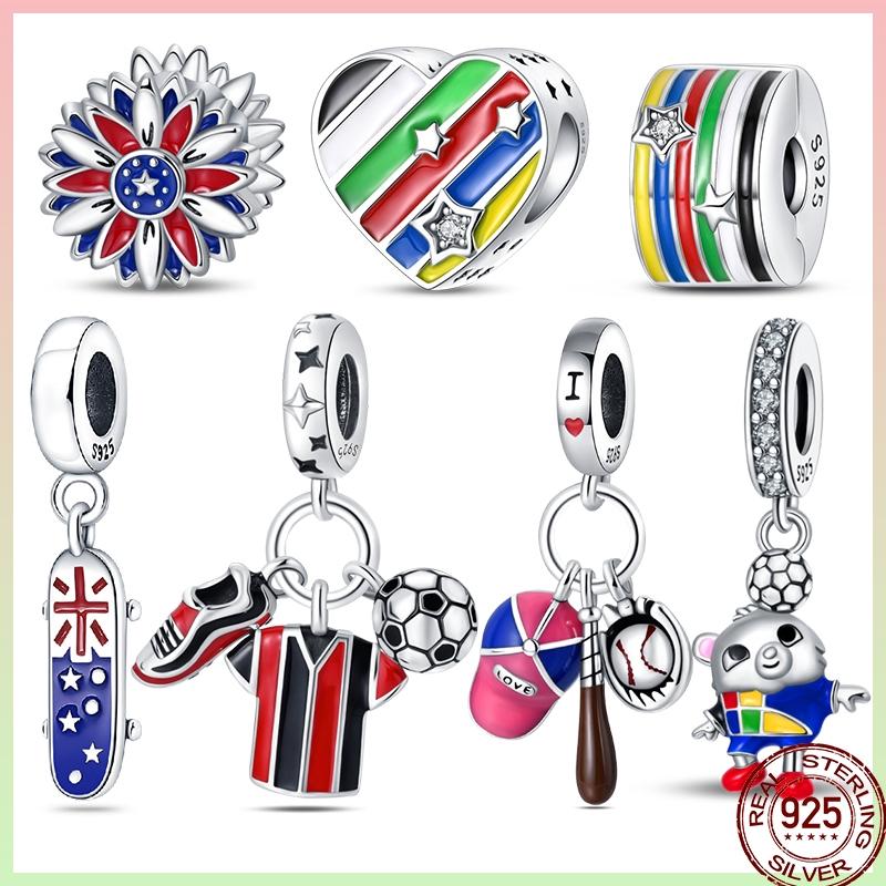 American Sports Series Copper Badminton Baseball Football Pendant Beads Suitable For 3Mm Original Bracelet Diy